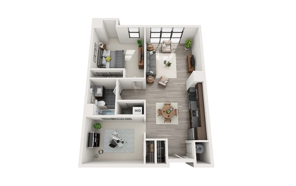Edge B6 - 1 bedroom floorplan layout with 1 bath and 918 square feet.