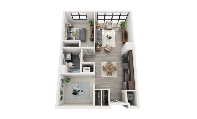 Edge B2 - 1 bedroom floorplan layout with 1 bathroom and 814 square feet
