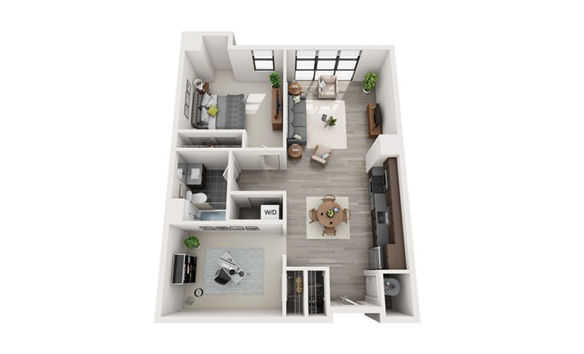 Edge B6 - 1 bedroom floorplan layout with 1 bathroom and 918 square feet