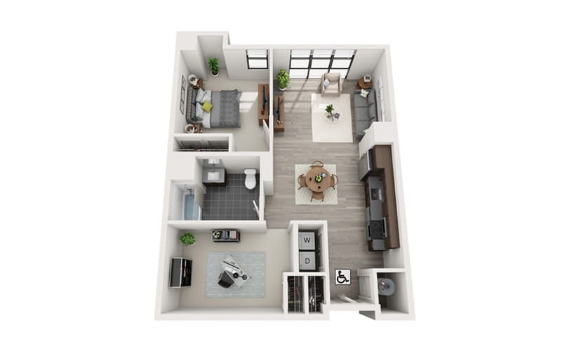 Edge B7 - 1 bedroom floorplan layout with 1 bathroom and 918 square feet
