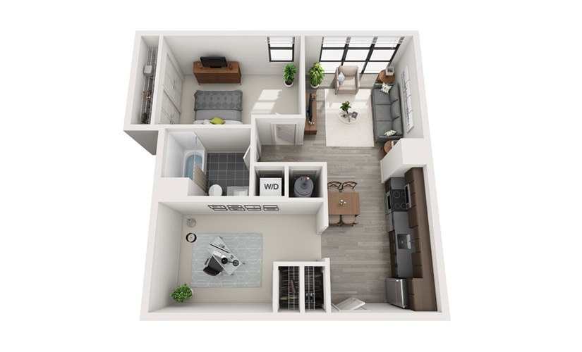 Edge B9 - 1 bedroom floorplan layout with 1 bathroom and 776 square feet