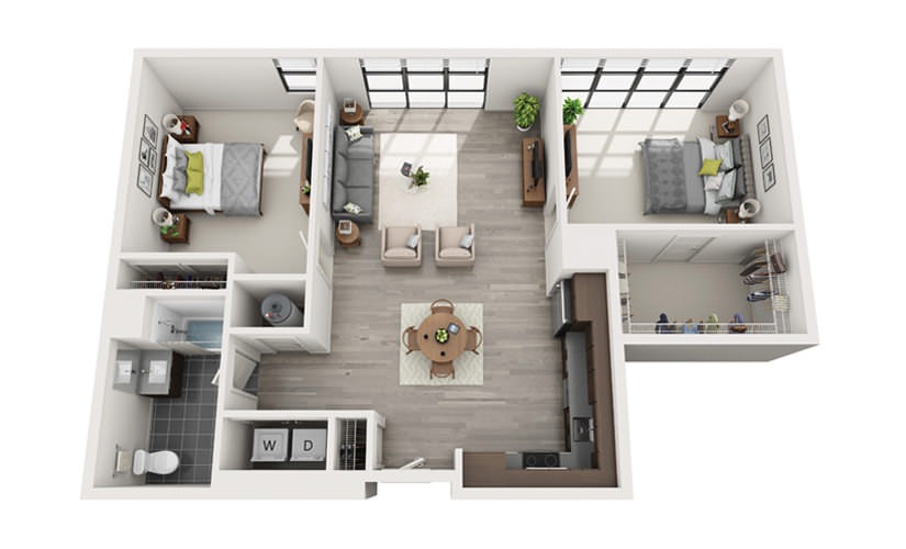 Edge C9 - 2 bedroom floorplan layout with 1 bathroom and 1114 square feet