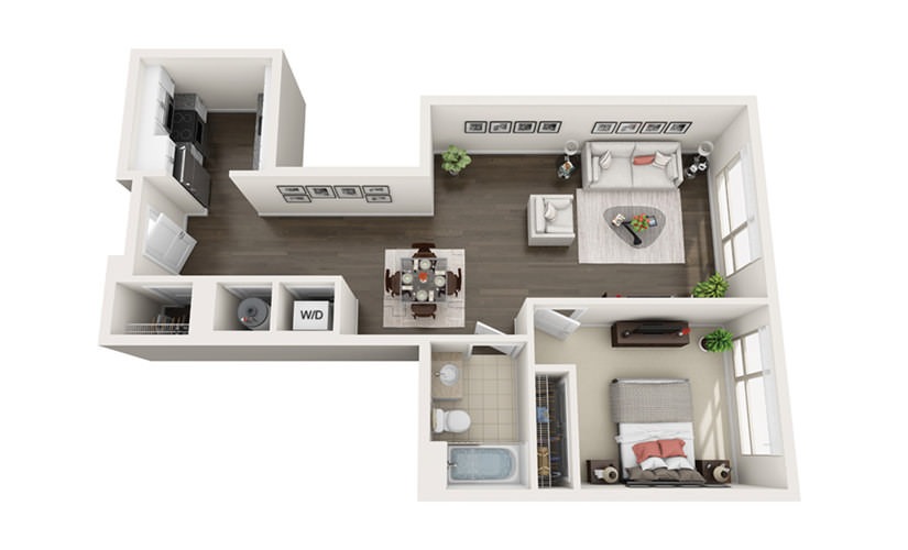 Element A4 - 1 bedroom floorplan layout with 1 bathroom and 794 square feet
